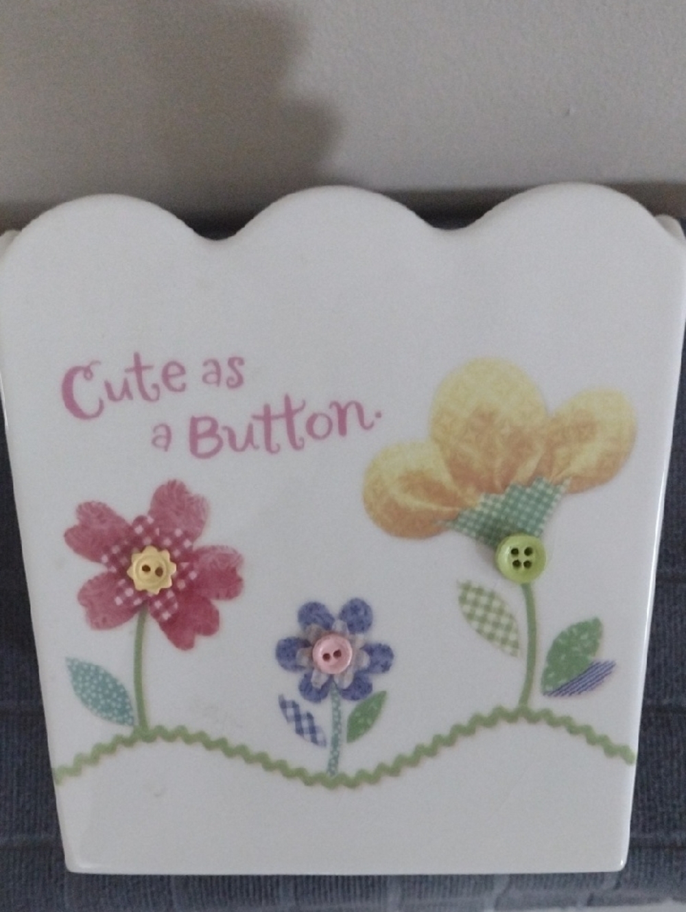 Hallmark Cute As A Button Planter Rare Find 5.5" Tall
